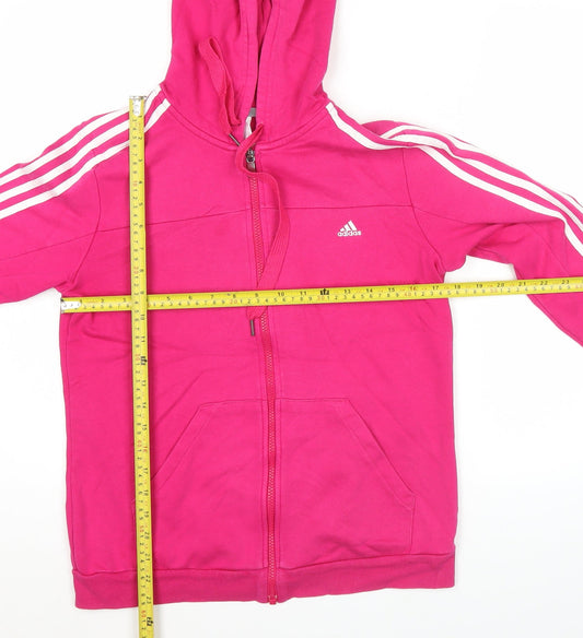 Adidas Women’s Pink Full Zip Hoodie Size 12 UK Hooded Sweatshirt