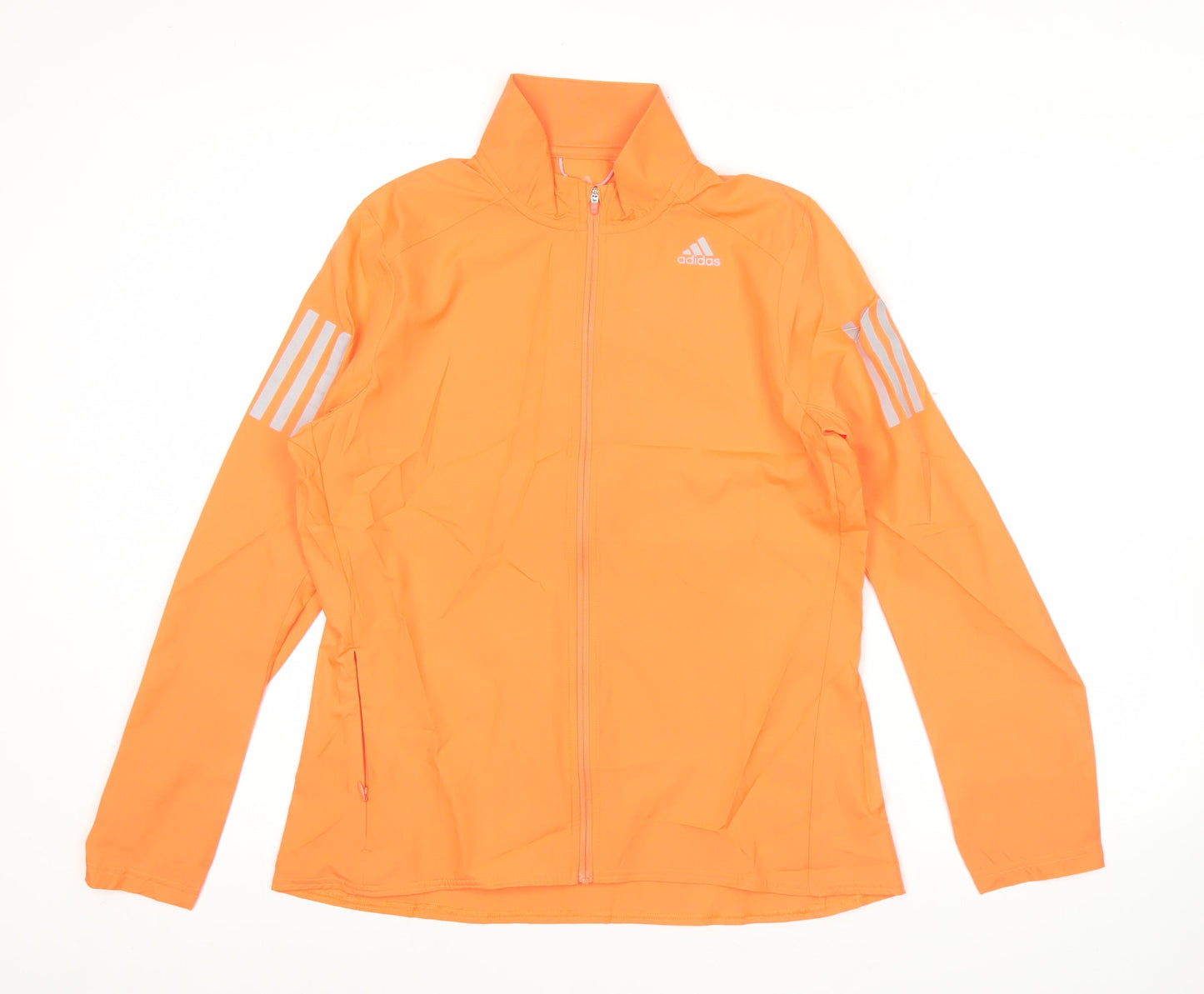 Adidas Womens Orange Size 10 Windbreaker Jacket Lightweight Running