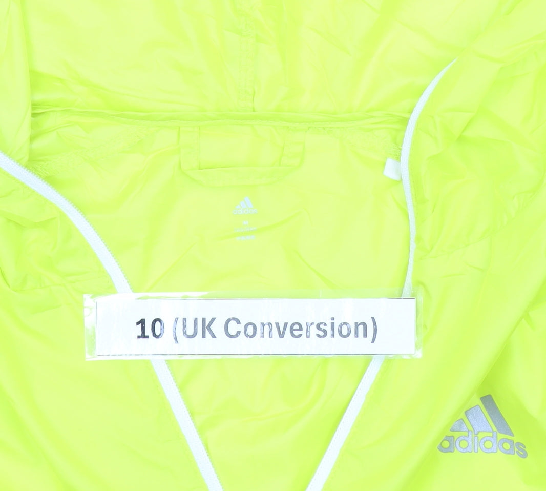 Adidas Women’s Yellow Windbreaker Jacket Size 10 Hooded Lightweight