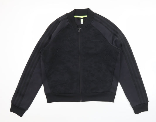 Adidas Women Black Size 12 Track Jacket Full Zip Sportswear