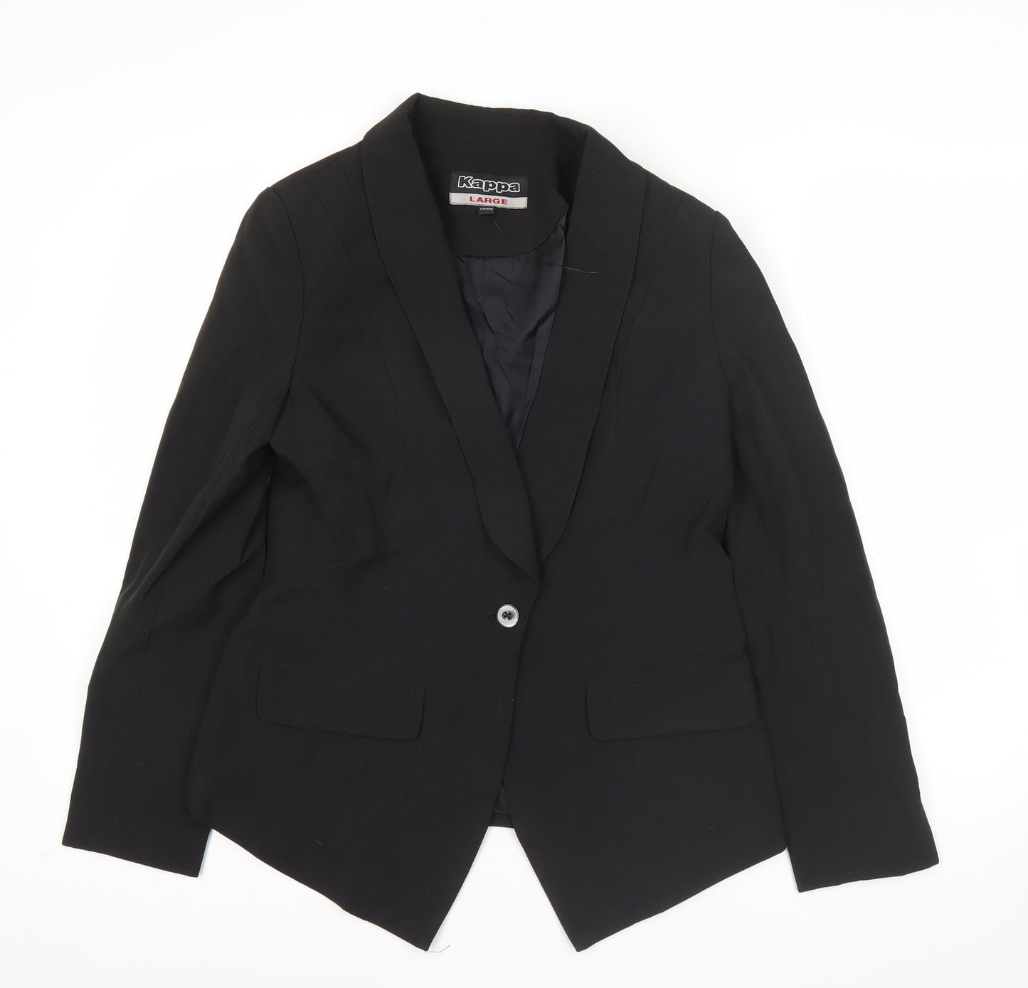 Kappa Women’s Black Blazer Jacket Size 12 Shawl Lapel Workwear