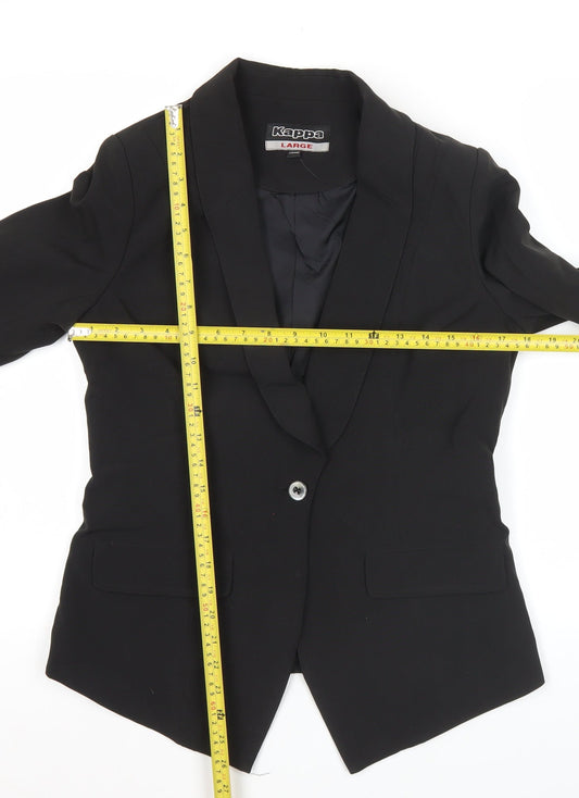 Kappa Women’s Black Blazer Jacket Size 12 Shawl Lapel Workwear