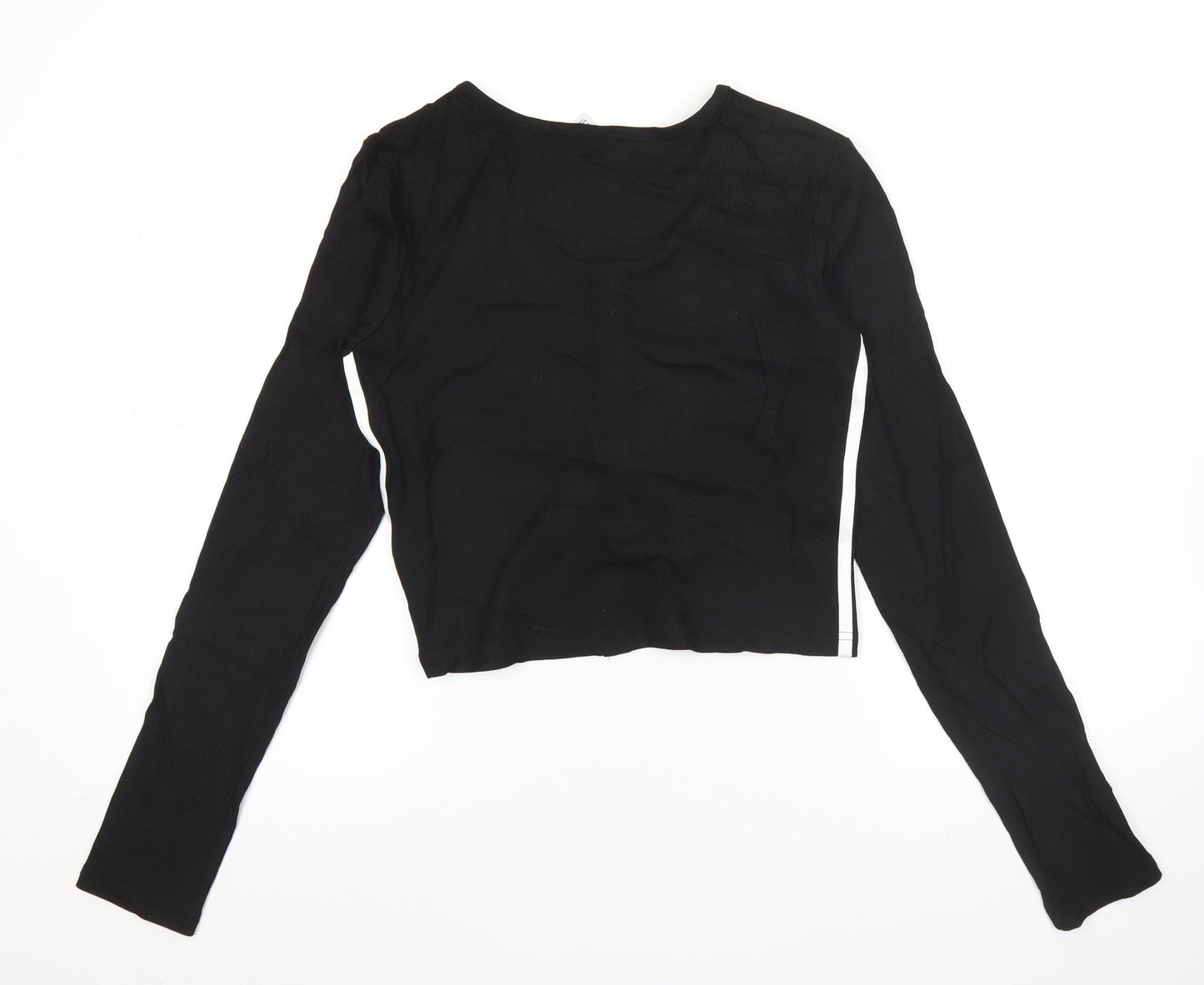 Adidas Women's Black Button-Up Cropped Long Sleeve Jersey Top Size 10