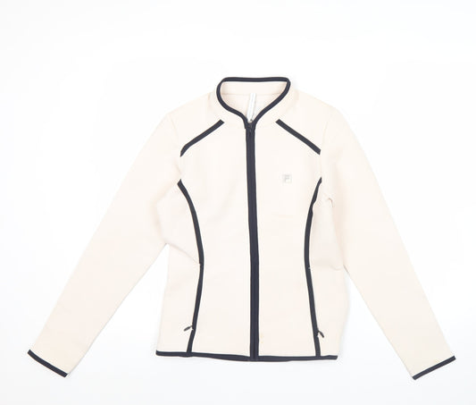 Fila Womens Beige Slim Fit Track Jacket Size 6 Full Zip Activewear