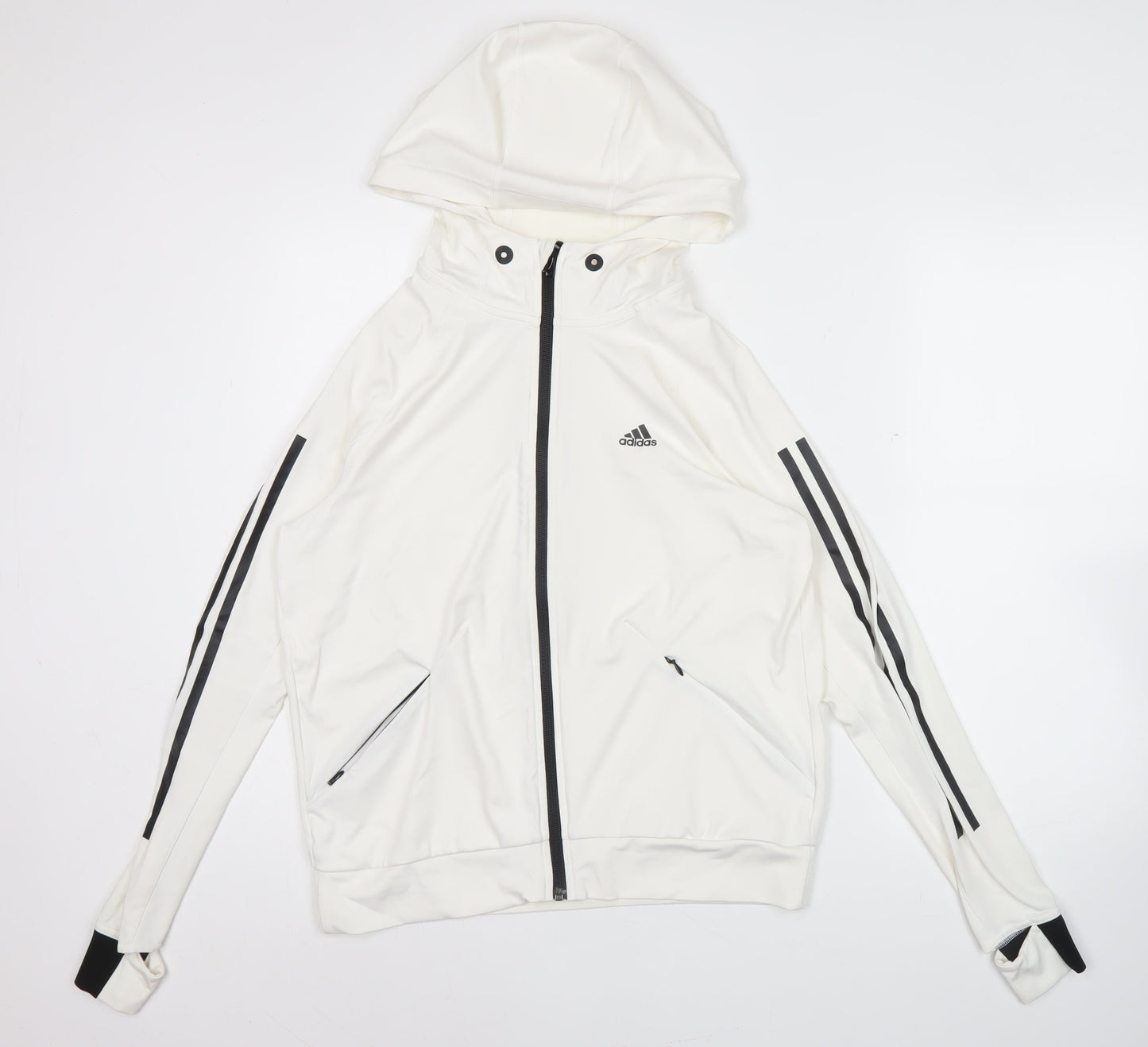 Adidas Women's White Full Zip Hoodie Size 12 Regular Fit Activewear