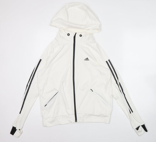 Adidas Women's White Full Zip Hoodie Size 12 Regular Fit Activewear
