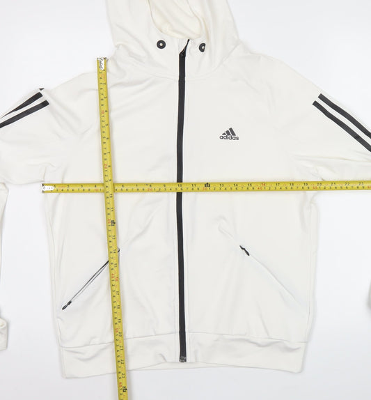 Adidas Women's White Full Zip Hoodie Size 12 Regular Fit Activewear
