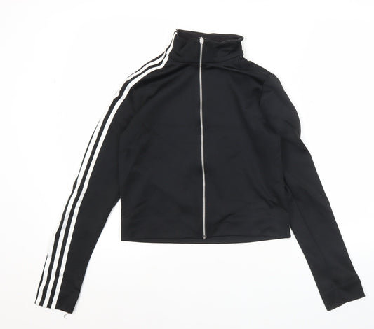 Adidas Womens Black Size 10 Track Jacket Full Zip Slim Fit