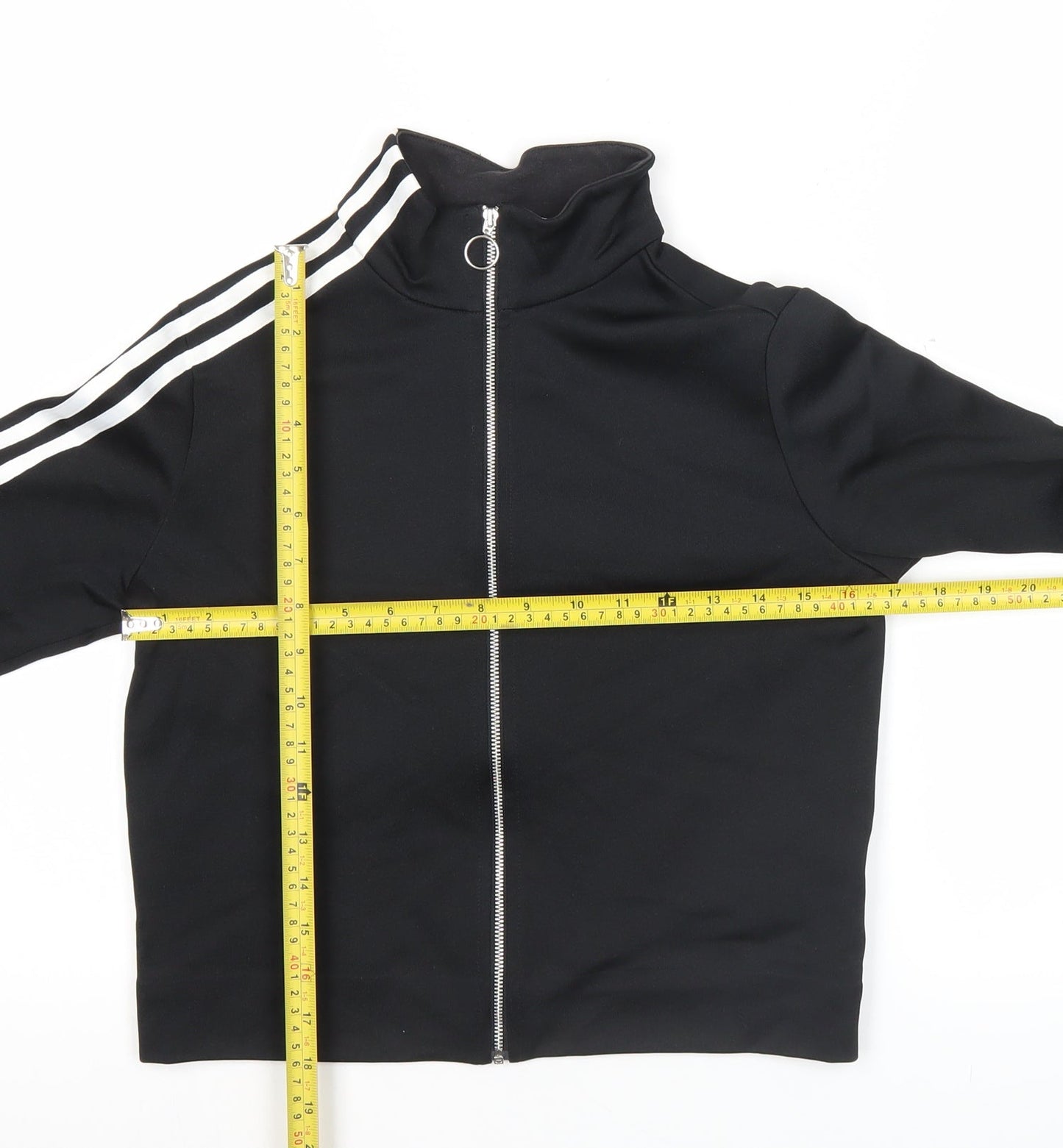 Adidas Womens Black Size 10 Track Jacket Full Zip Slim Fit
