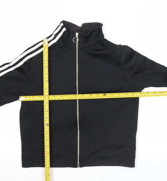 Adidas Womens Black Size 10 Track Jacket Full Zip Slim Fit