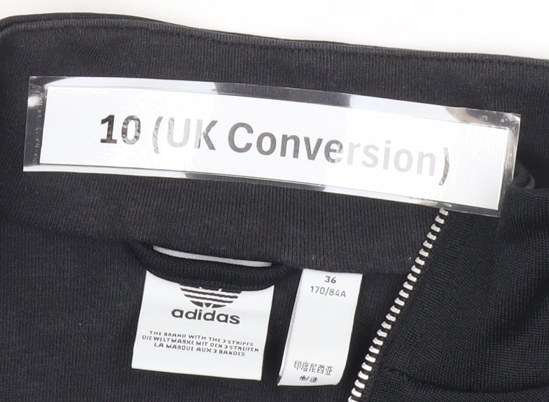 Adidas Womens Black Size 10 Track Jacket Full Zip Slim Fit