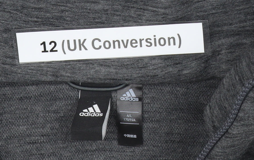 Adidas Womens Grey Full Zip Hoodie Size 12 UK Activewear