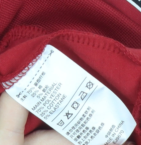 Adidas Womens Red Track Jacket Size 10 Cropped Logo Full Zip