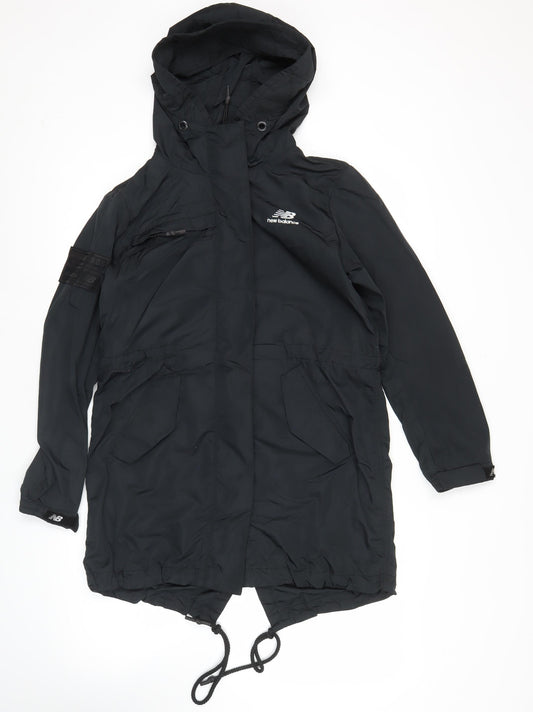 New Balance Womens Black Parka Jacket Size S Hooded Outdoor Coat