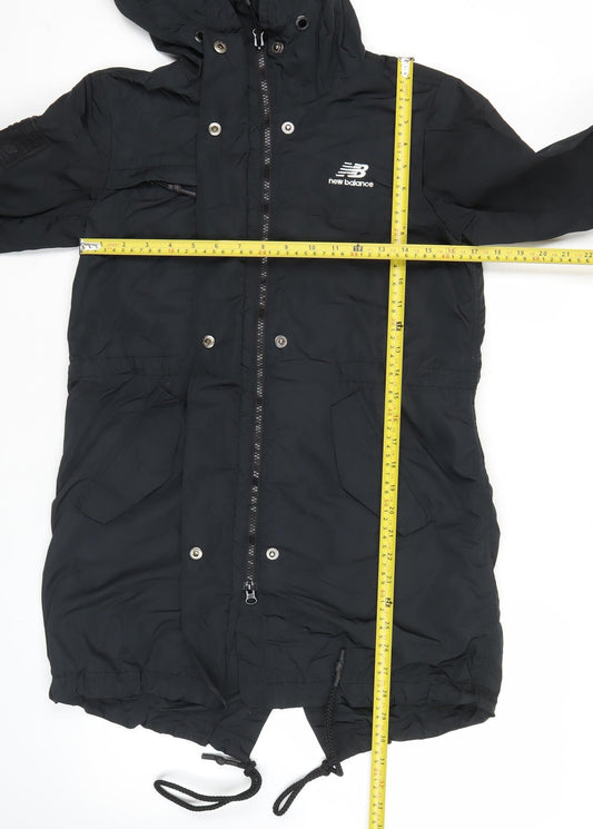 New Balance Womens Black Parka Jacket Size S Hooded Outdoor Coat
