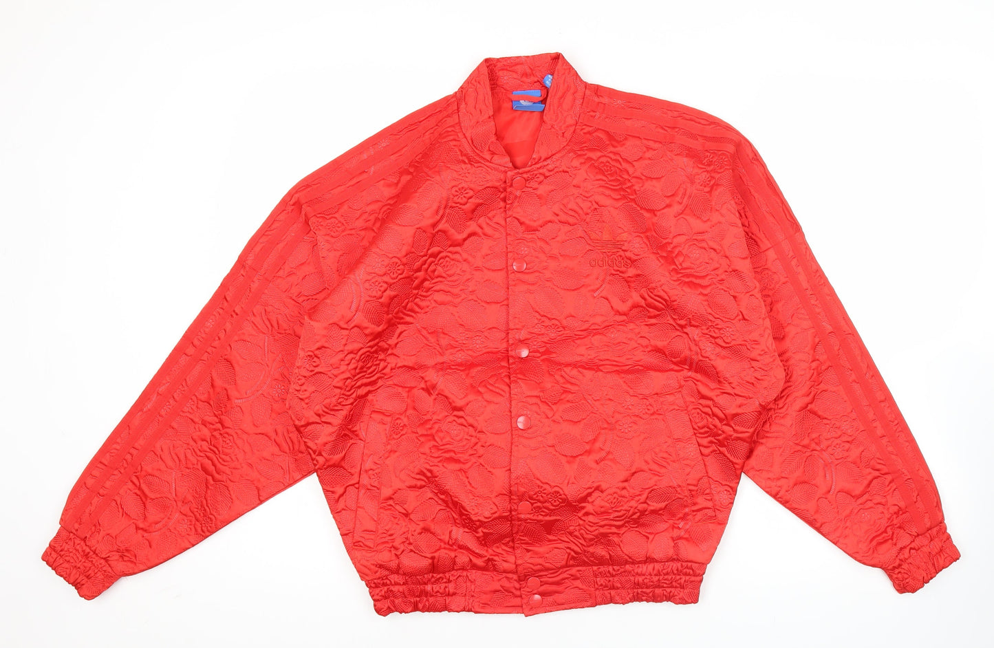 Adidas Women’s Red Bomber Jacket Size 8 Floral Logo Casual