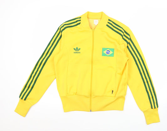 Adidas Women's Yellow Track Jacket Size 14 Brazil Full Zip