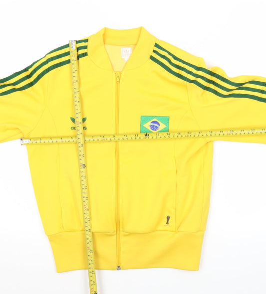 Adidas Women's Yellow Track Jacket Size 14 Brazil Full Zip