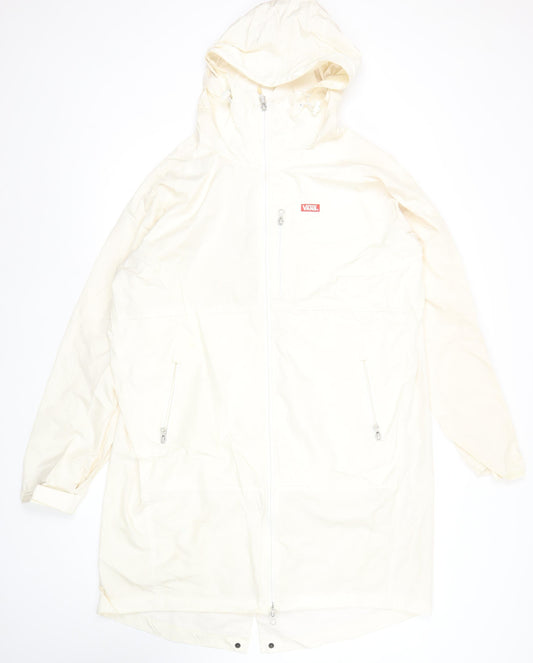 Vans Womens White XL Windbreaker Jacket Hooded Lightweight Coat