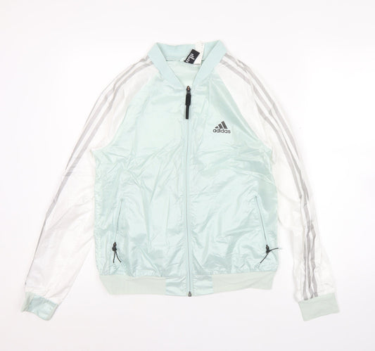 Adidas Women's Green Track Jacket Size 8 Lightweight Sportswear