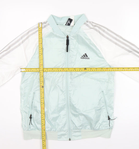 Adidas Women's Green Track Jacket Size 8 Lightweight Sportswear