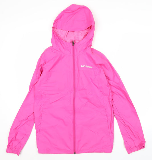 Columbia Teens Pink Waterproof Hooded Rain Jacket L 14/15