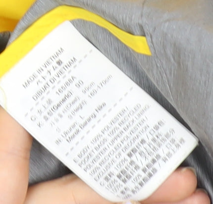 Nike Womens Yellow Grey Windbreaker Jacket L Hooded Full Zip