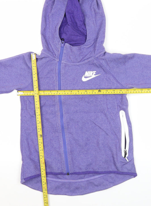 Nike Teens Purple Full Zip Hoodie Sweatshirt Size M Cotton Blend