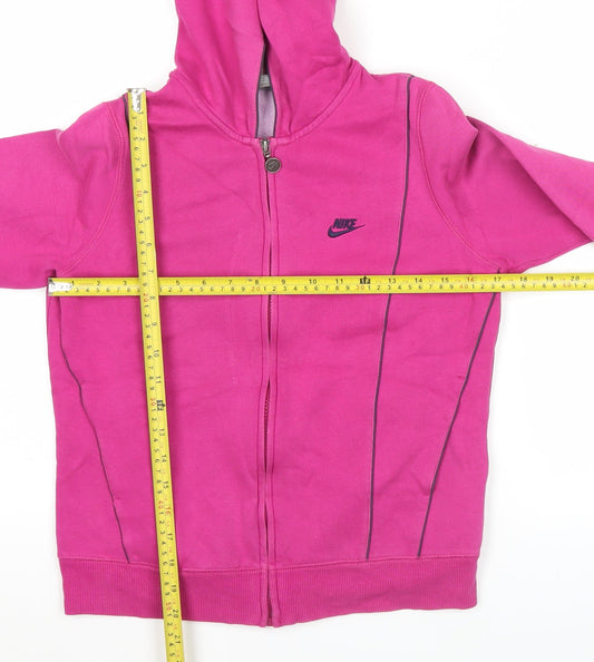 Nike Womens Pink Full Zip Hoodie Sweatshirt M Cotton Blend Casual