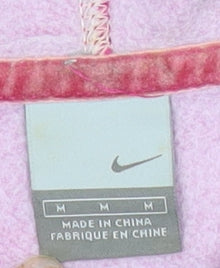 Nike Womens Pink Full Zip Hoodie Sweatshirt M Cotton Blend Casual