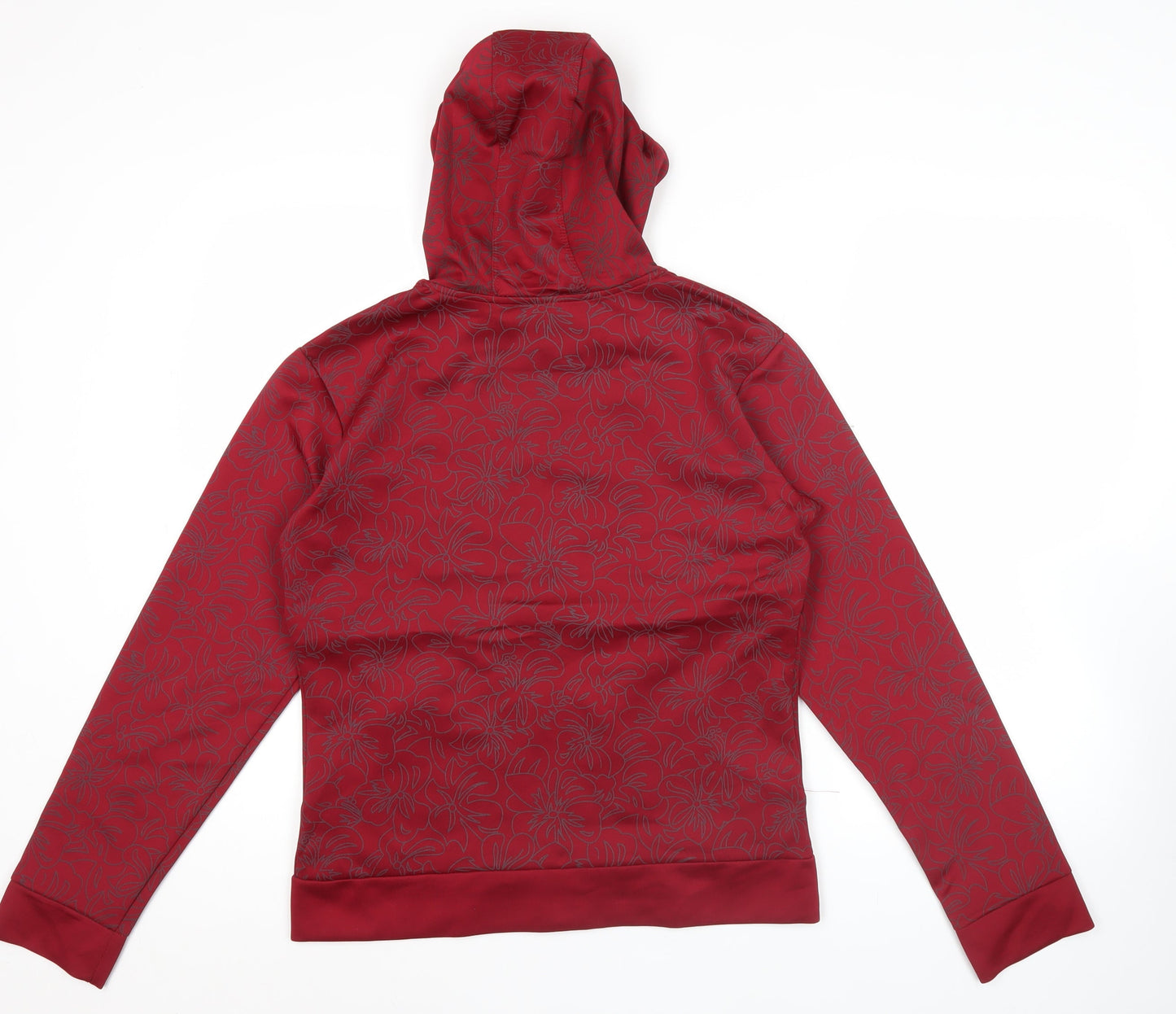 Adidas Womens Red Floral Full Zip Hoodie Sweatshirt Size 2XL