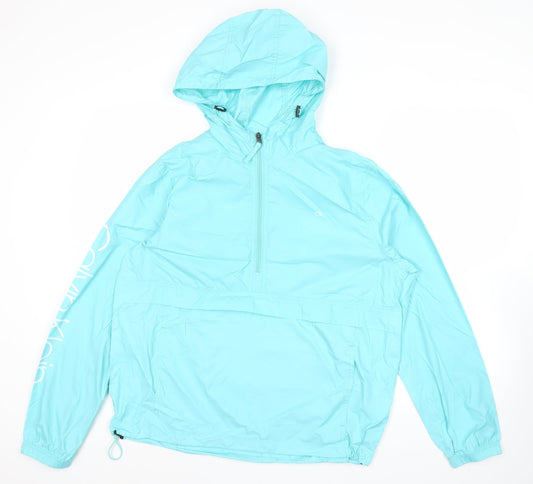 Calvin Klein Womens Blue M Windbreaker Lightweight Hooded Jacket