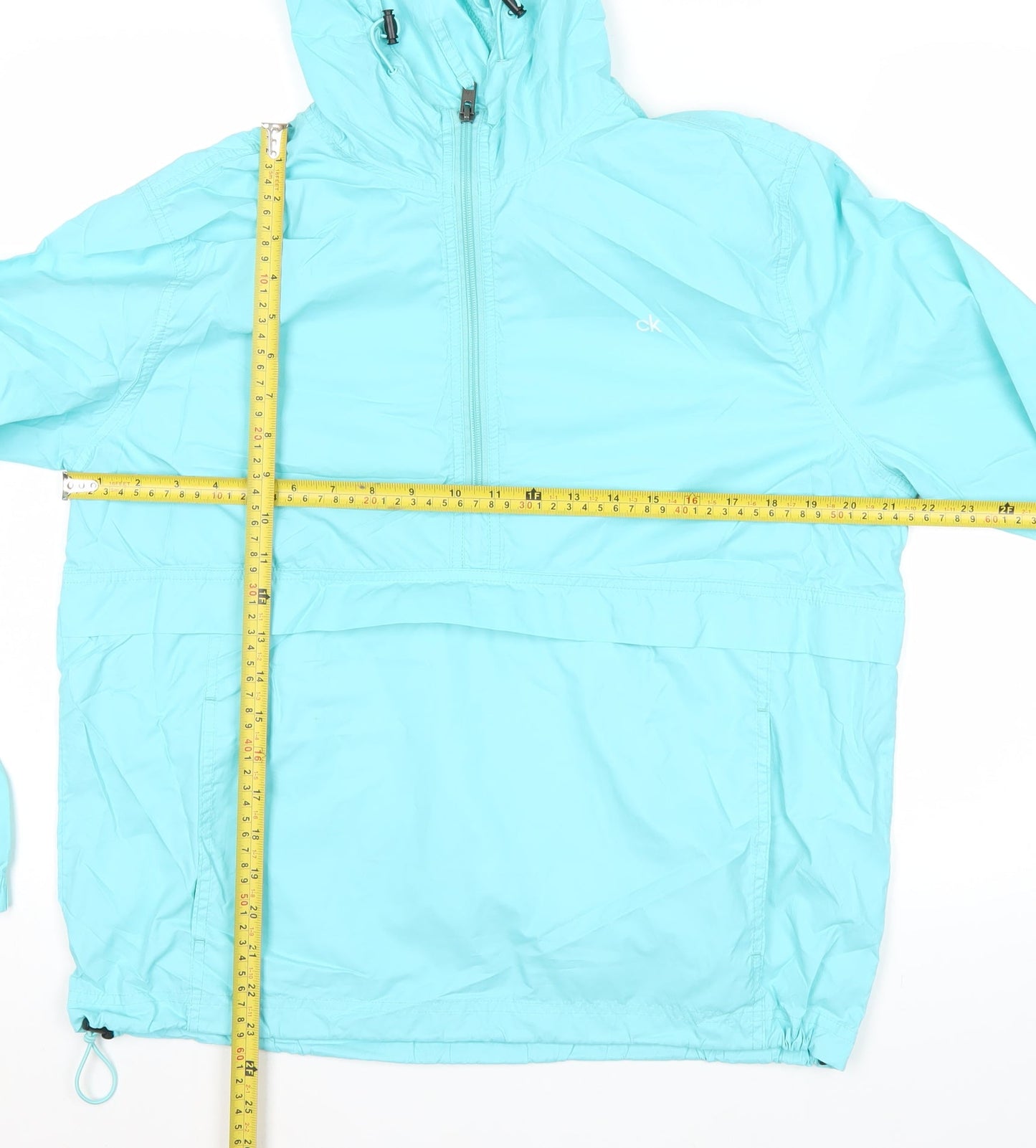 Calvin Klein Womens Blue M Windbreaker Lightweight Hooded Jacket