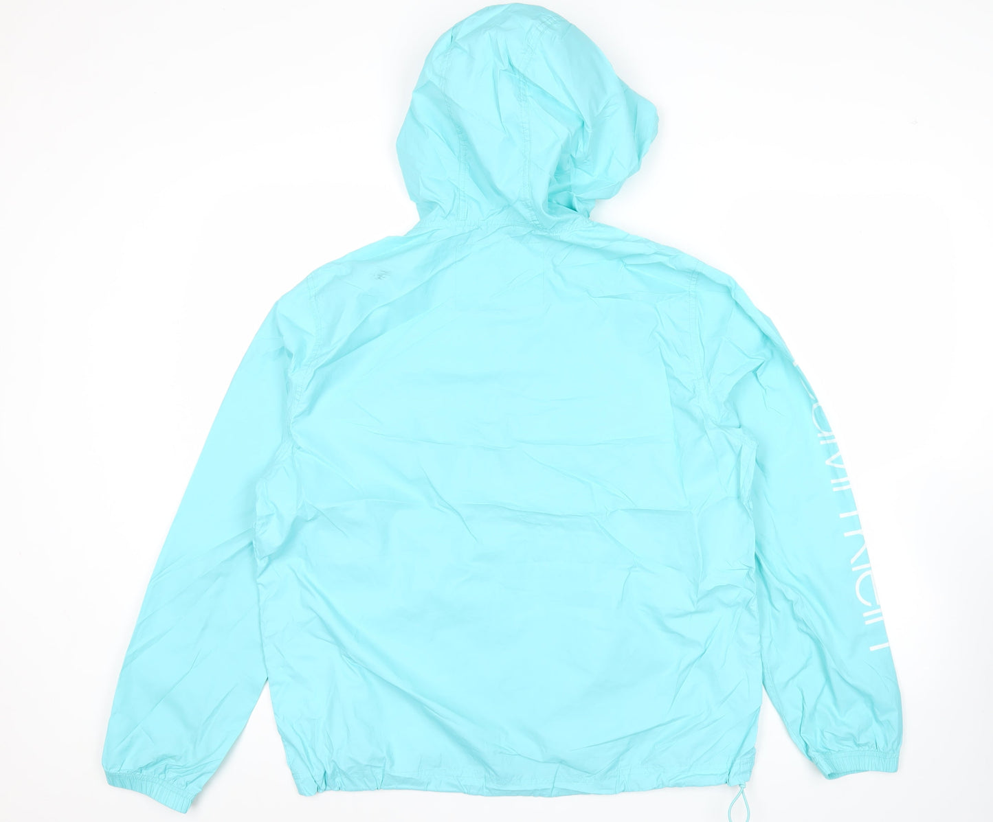 Calvin Klein Womens Blue M Windbreaker Lightweight Hooded Jacket