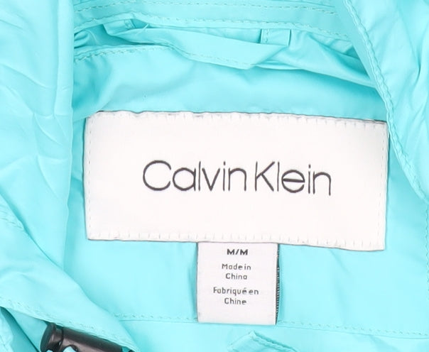 Calvin Klein Womens Blue M Windbreaker Lightweight Hooded Jacket
