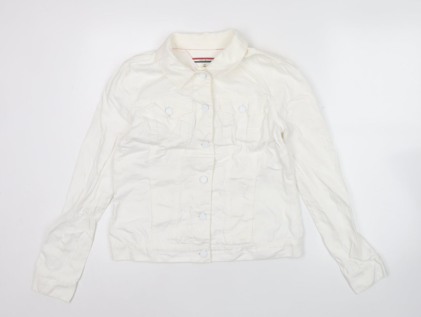 Tommy Hilfiger Women’s White Cotton Denim Jacket Size S Casual