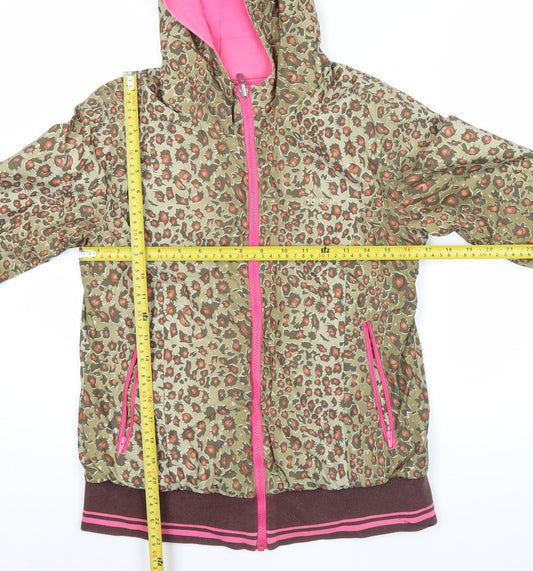 Adidas Womens Multicoloured Leopard Print Bomber Jacket Size 10