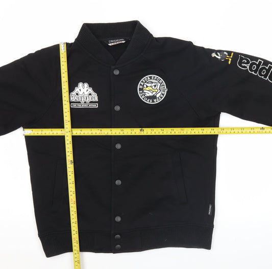 Kappa Womens Black Varsity Jacket Size 10 Embroidered Logo Casual