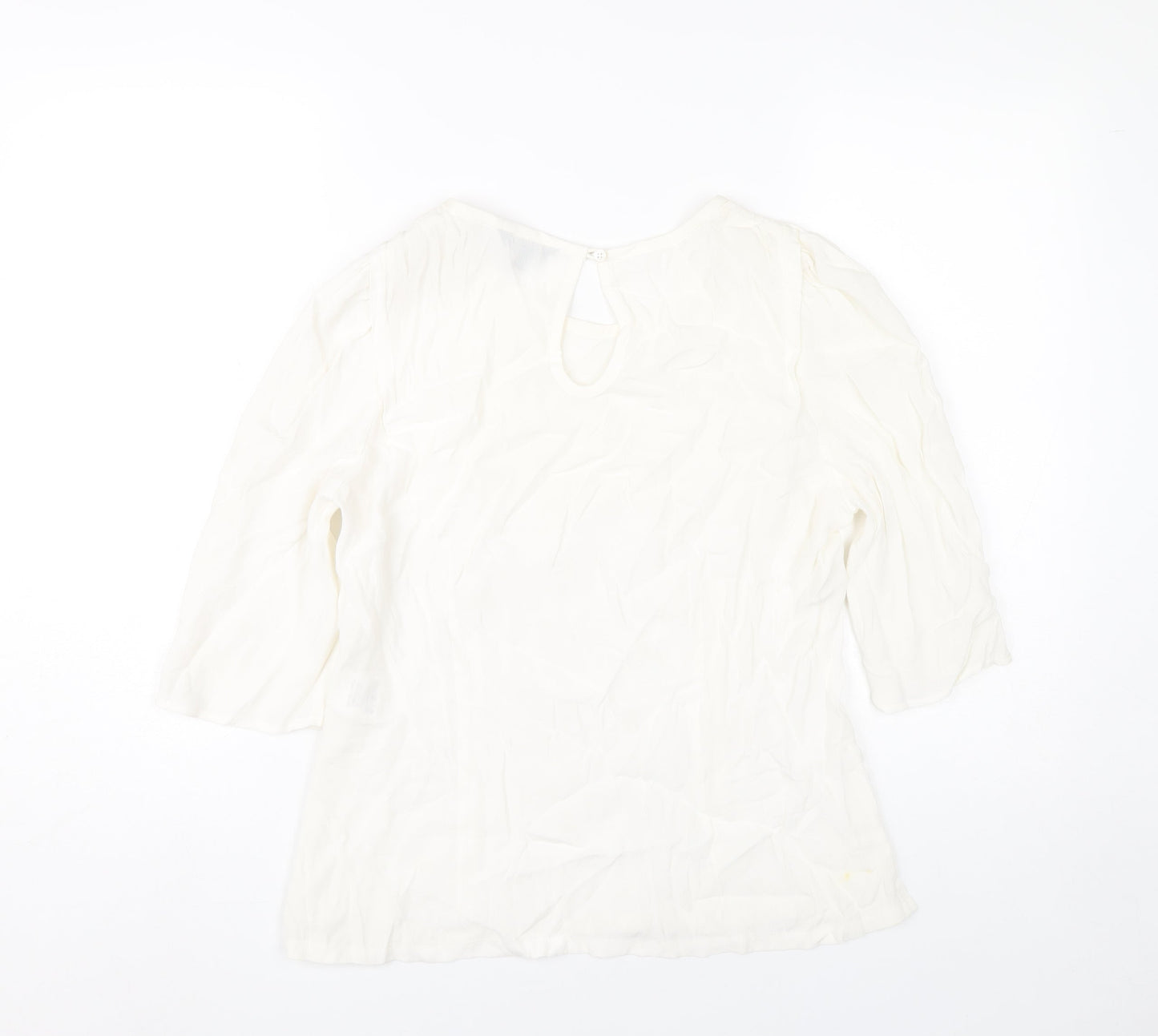 Hobbs Women Ivory Blouse Size 12 3/4 Sleeve Viscose Work Casual