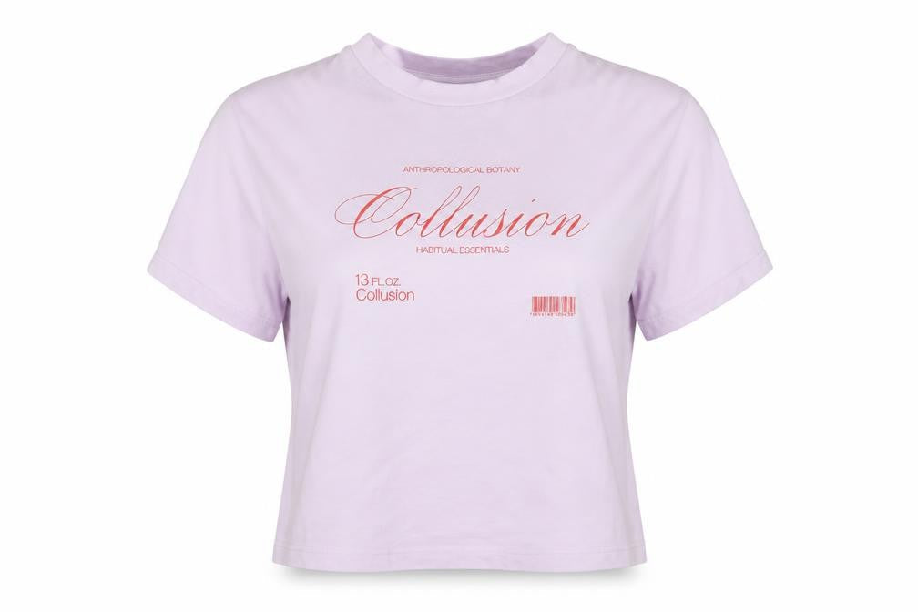Collusion Women's Purple Cropped T-Shirt Size 8 Short Sleeve Cotton