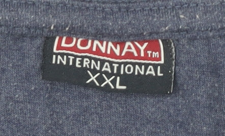 Donnay Men’s Blue 2XL Crew Neck Short Sleeve Cotton Blend T-Shirt