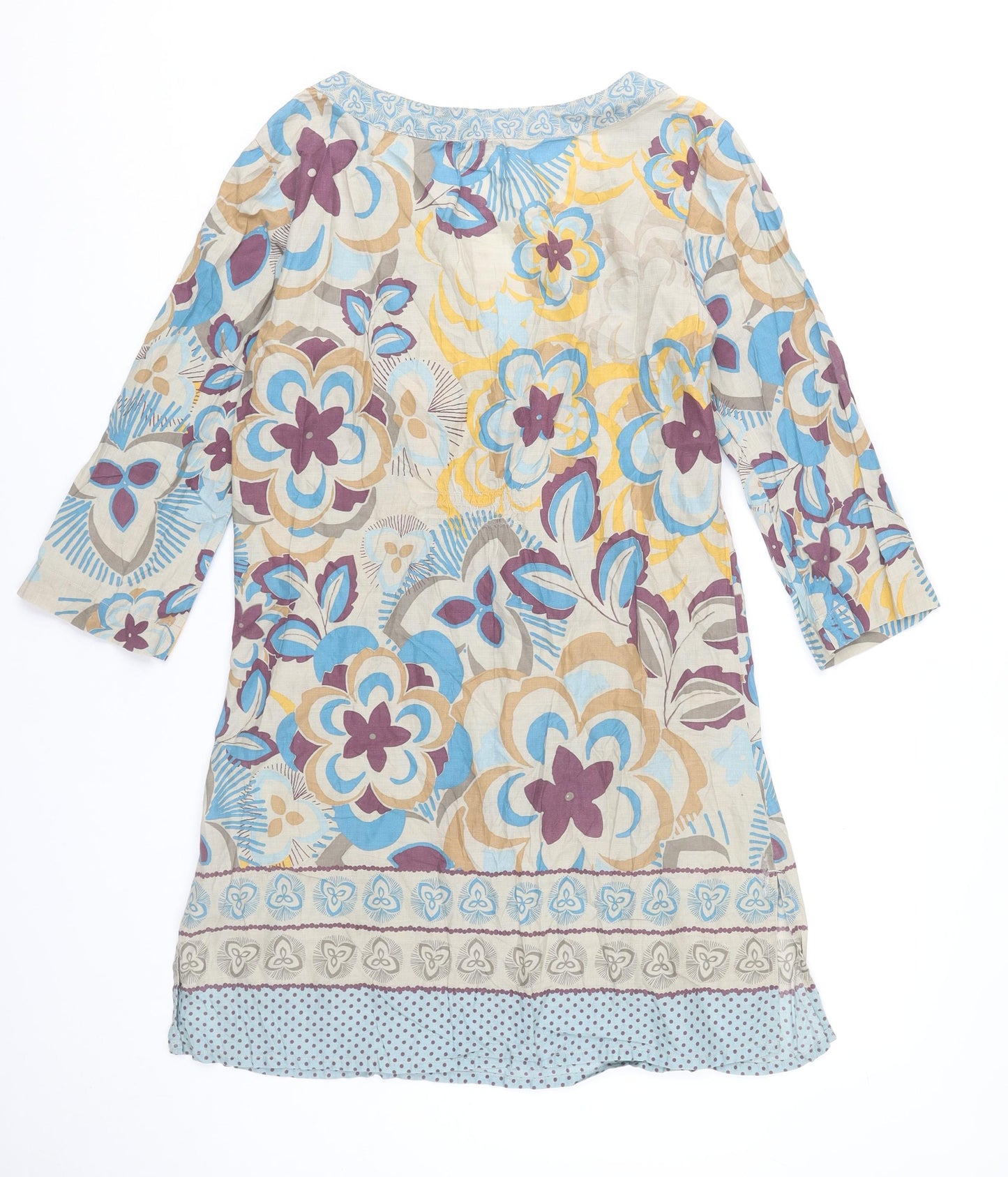 White Stuff Women's Multicoloured Floral Cotton Shift Dress Size 12