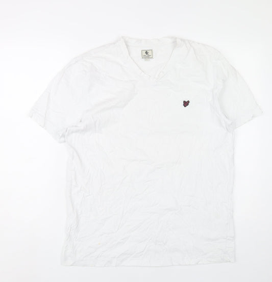 Lyle and Scott Men’s White Cotton V-Neck Short Sleeve T-Shirt Size L