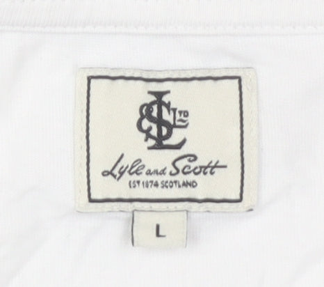 Lyle and Scott Men’s White Cotton V-Neck Short Sleeve T-Shirt Size L