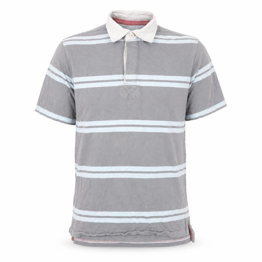Howick Men's Grey Striped Cotton Polo Shirt Size M Short Sleeve