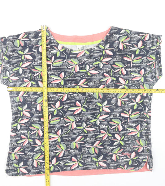 Weird Fish Womens Multicoloured Floral Cotton T-Shirt Size 20