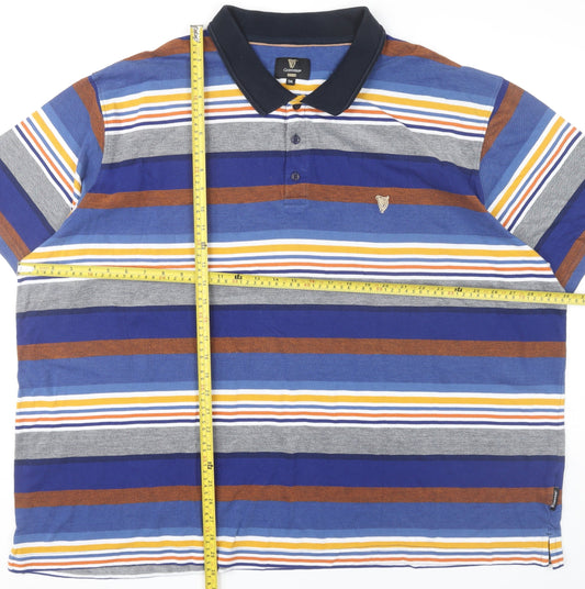 Guinness Men’s Multicoloured 5XL Cotton Striped Polo Shirt