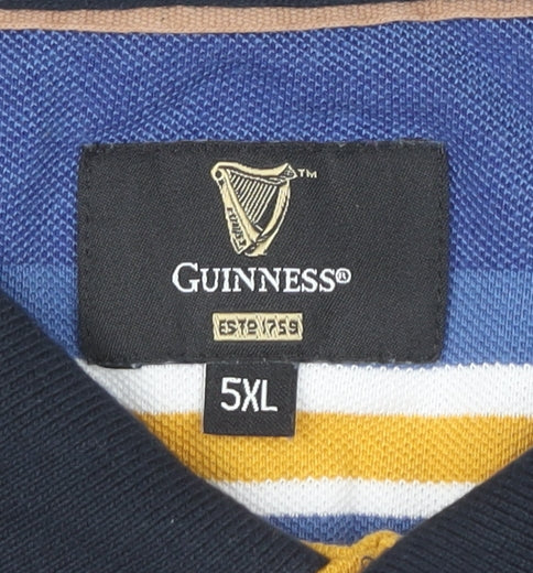 Guinness Men’s Multicoloured 5XL Cotton Striped Polo Shirt