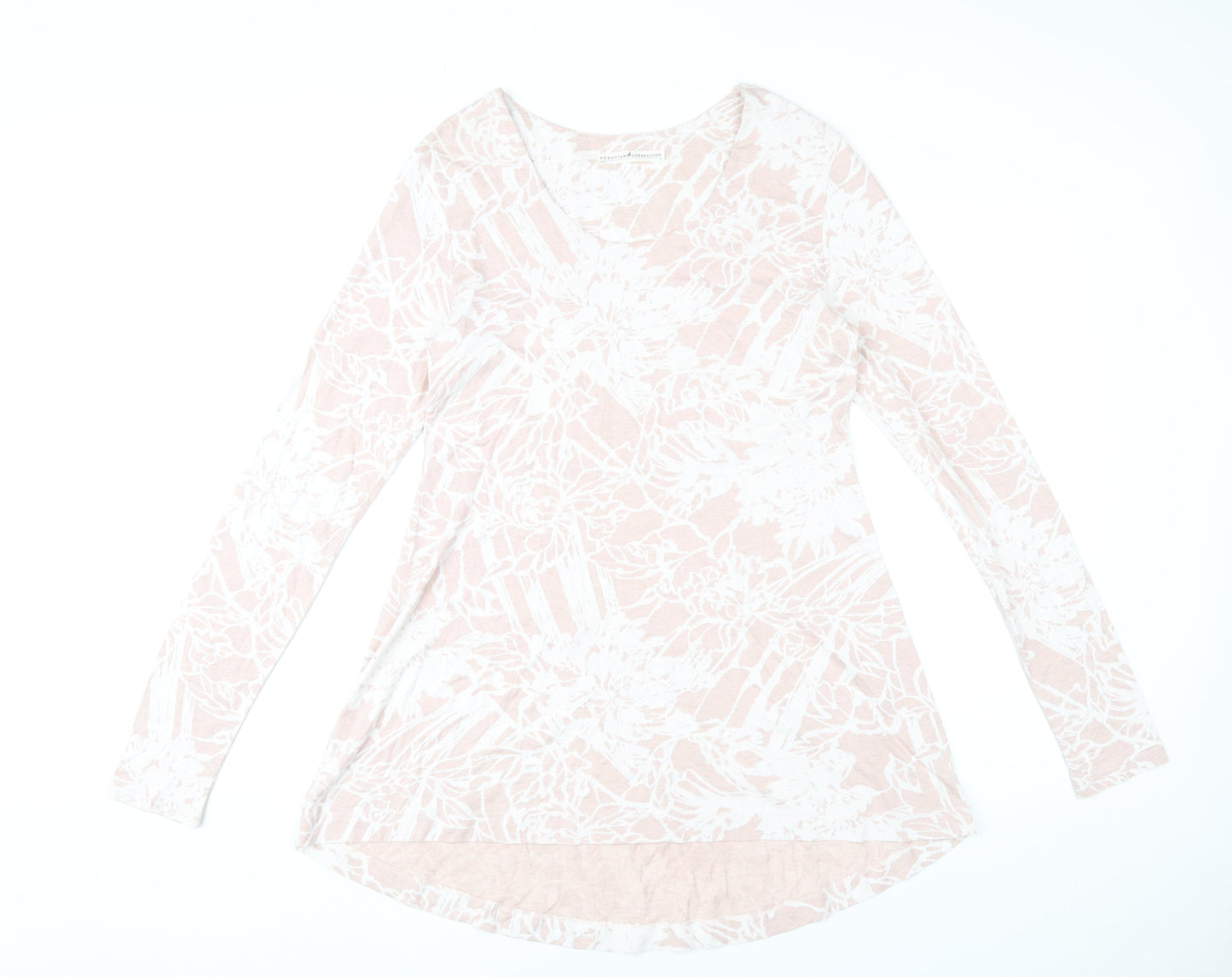 Peruvian Connection Womens Pink Floral Tunic Top M Long Sleeve