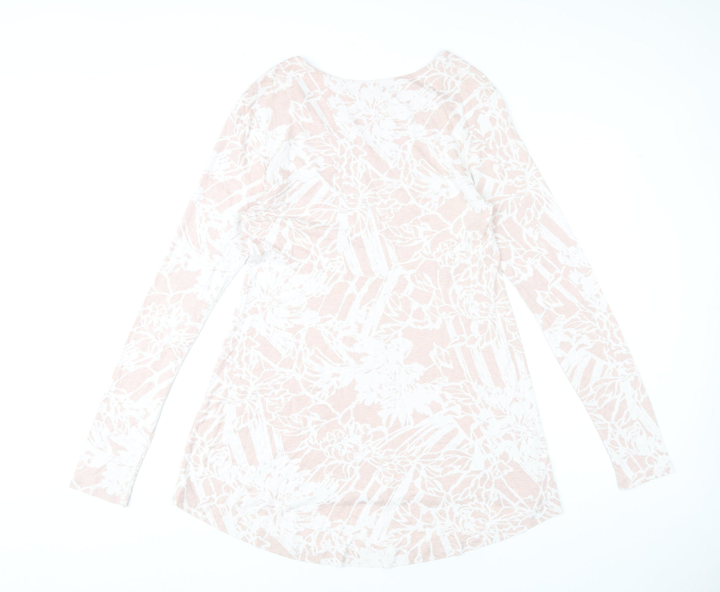 Peruvian Connection Womens Pink Floral Tunic Top M Long Sleeve